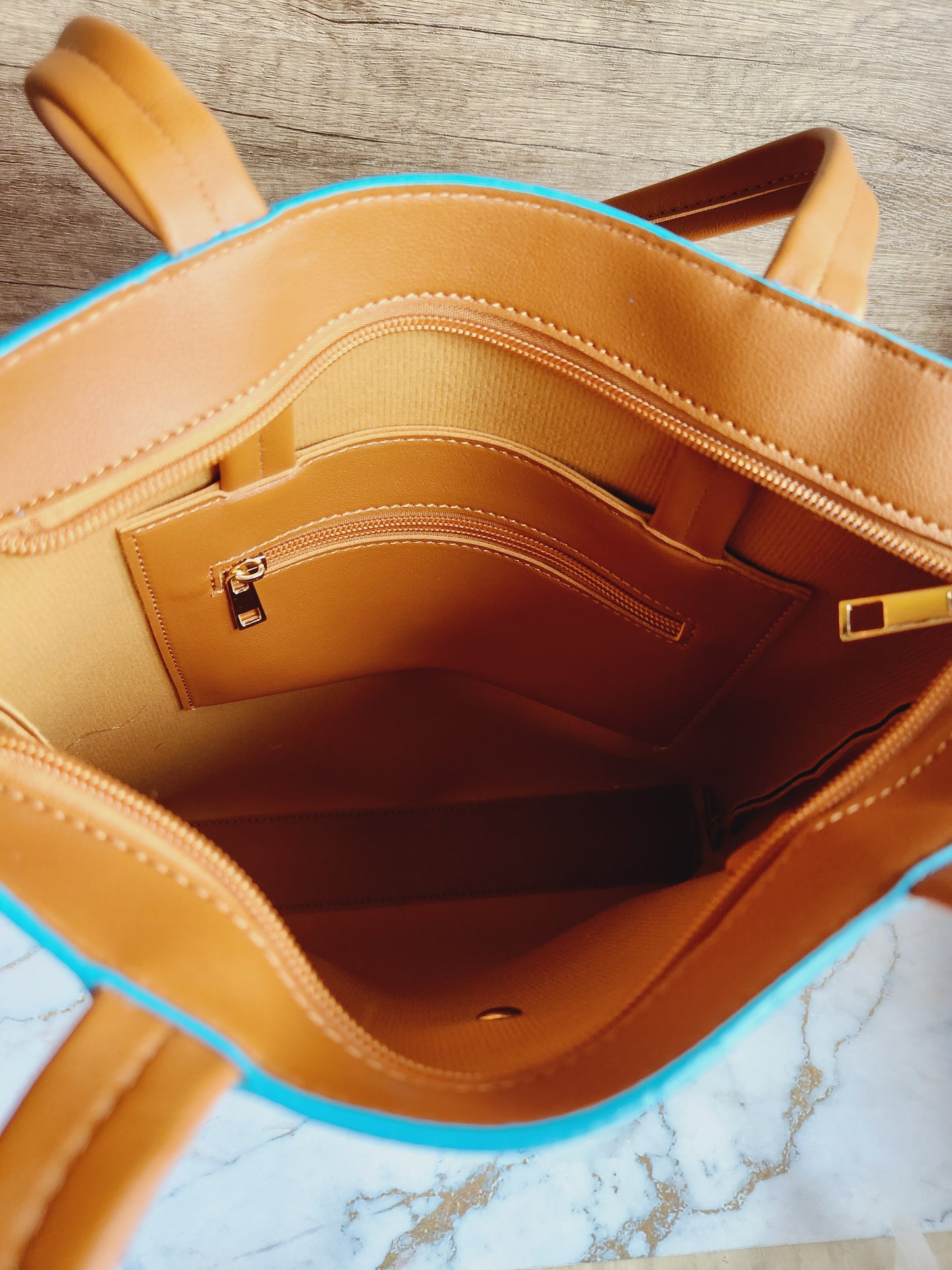 Painted brown tote bag