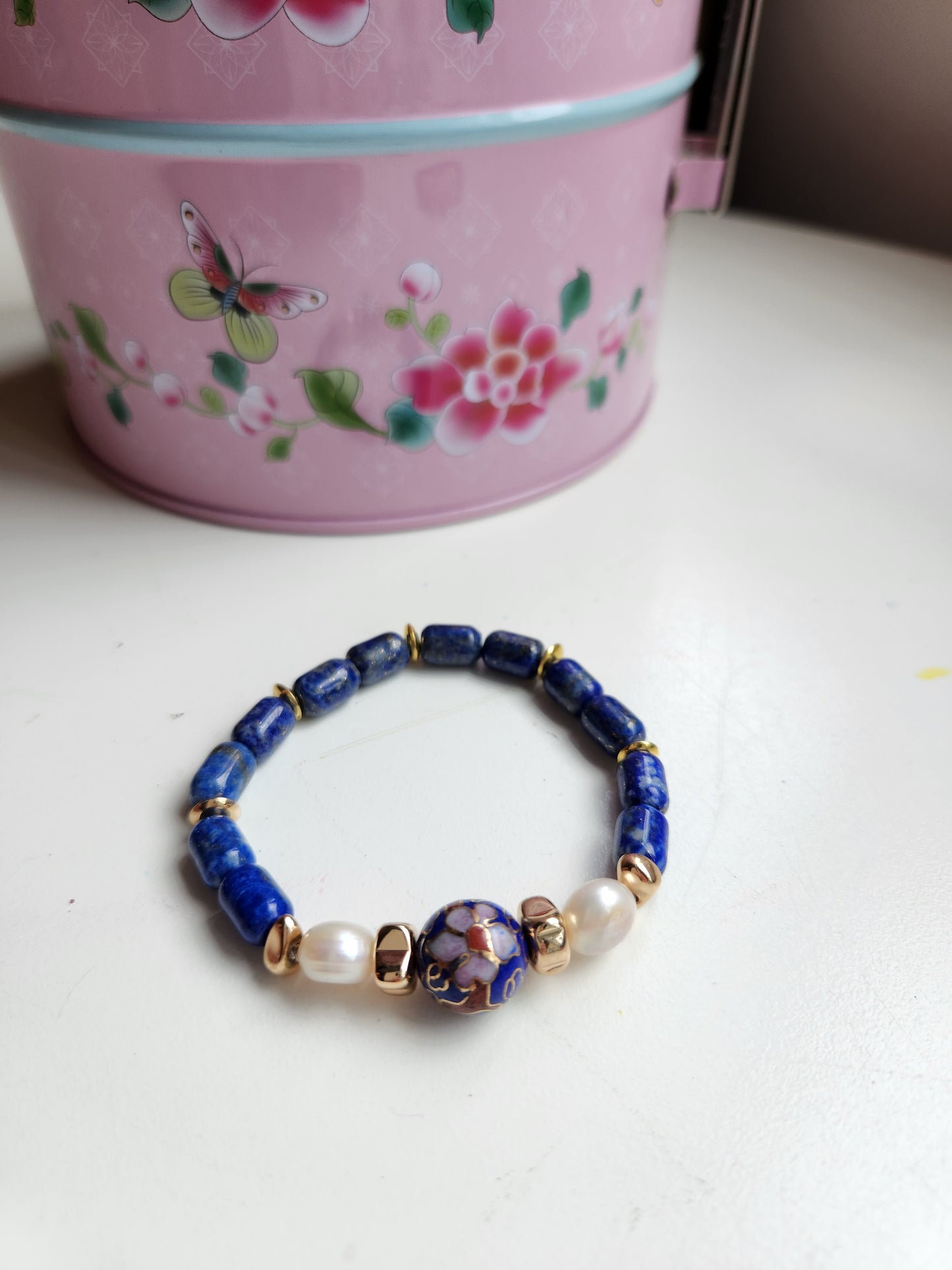 Anak Pearl and Lapis Lazuli Peranakan Bracelet