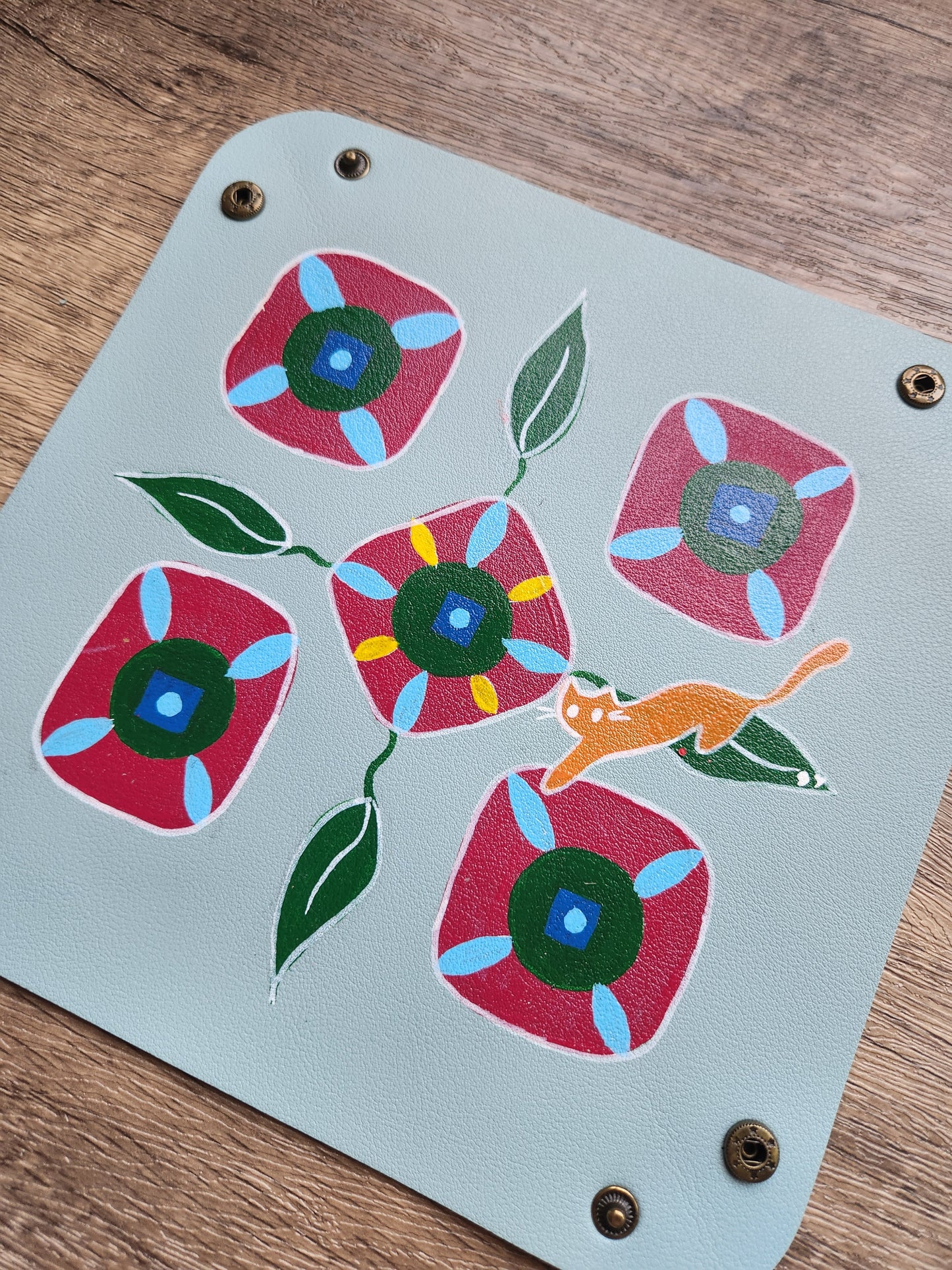 Anak Peranakan Tile Orange Cat Trinket Tray