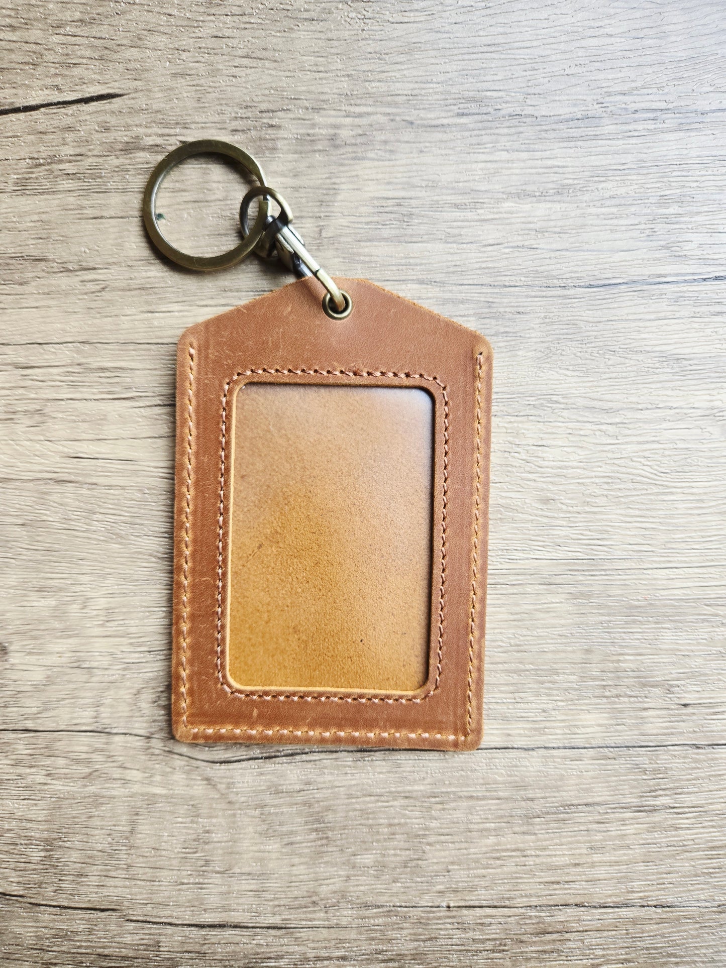 Into the Woods Love Birds Brown Leather Lanyard Card Holder