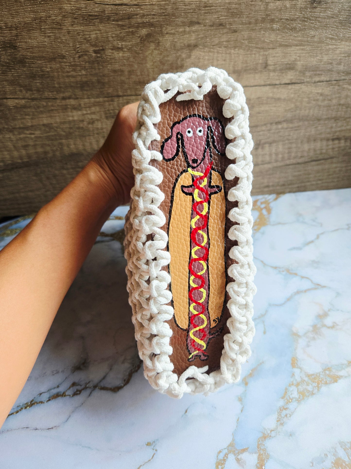The Knotty Secret Society - White Macramé Hotdog Bun
