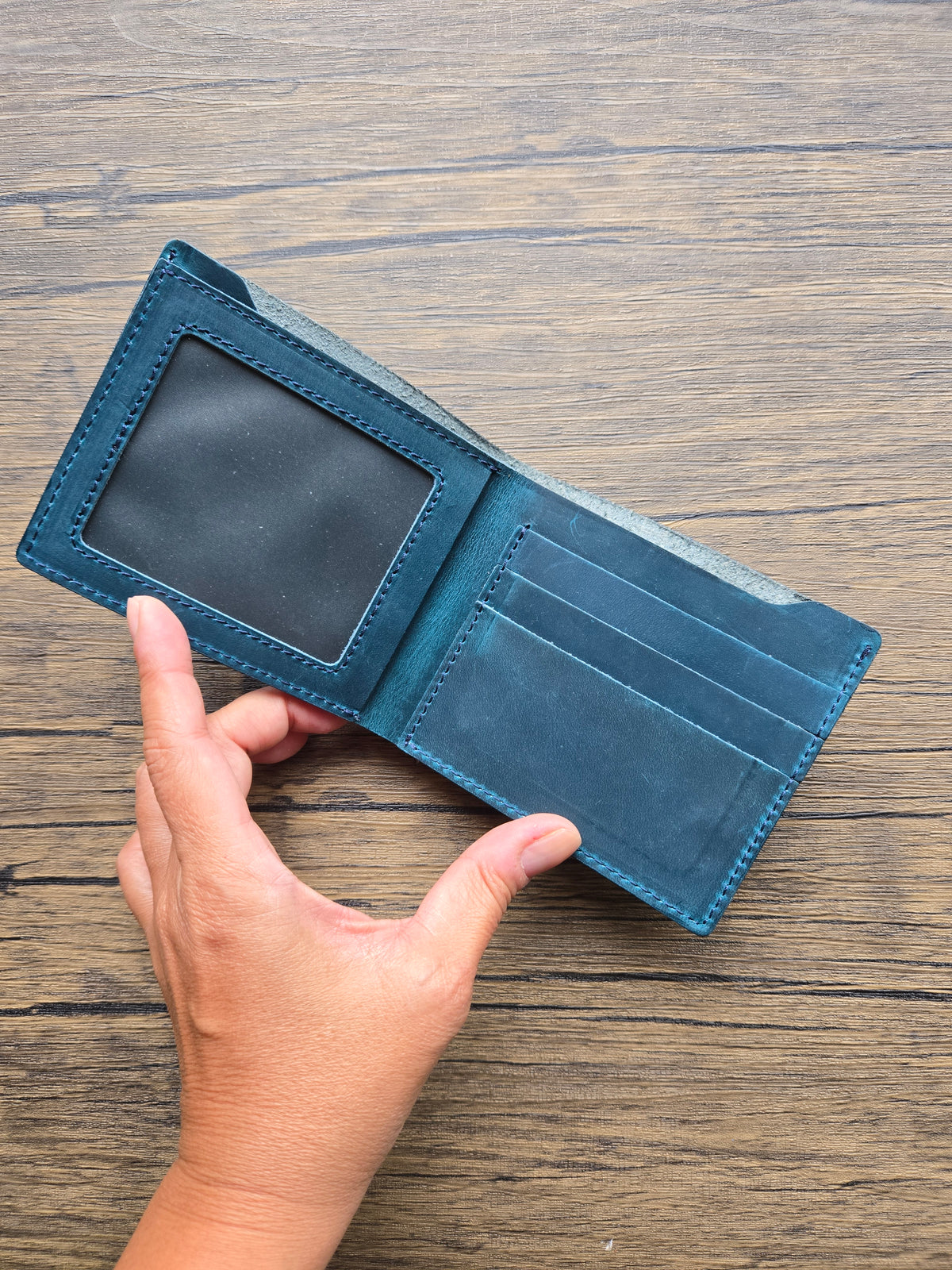 Leather Wallet- A peaceful VW van