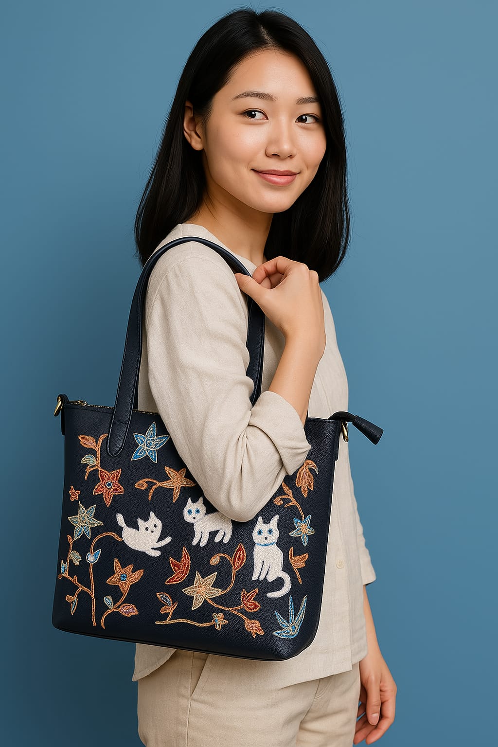 Felis catus Cat Batik Tote Bag