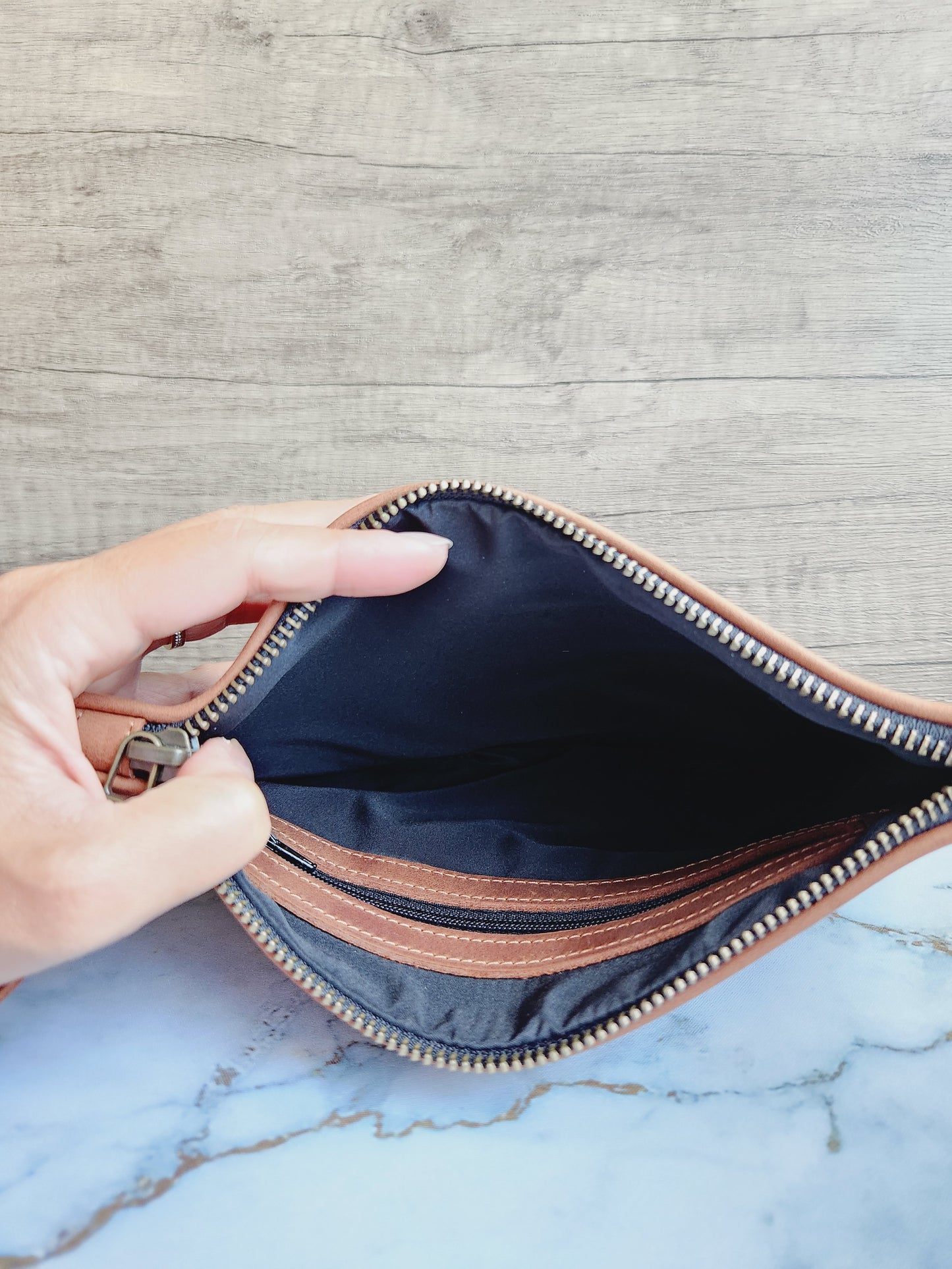 Handmade leather pouch/wristlet (option of custom painting)