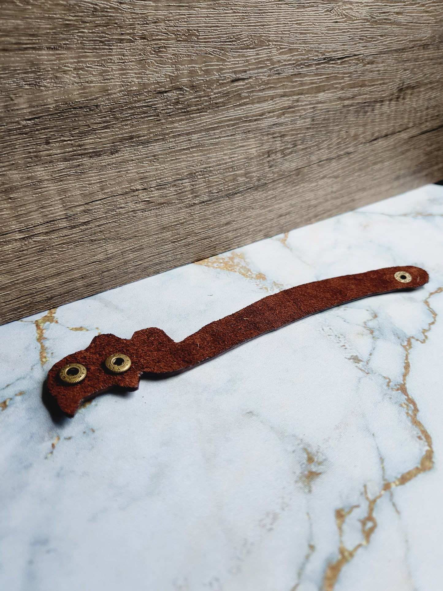 Brown leather cat bracelet