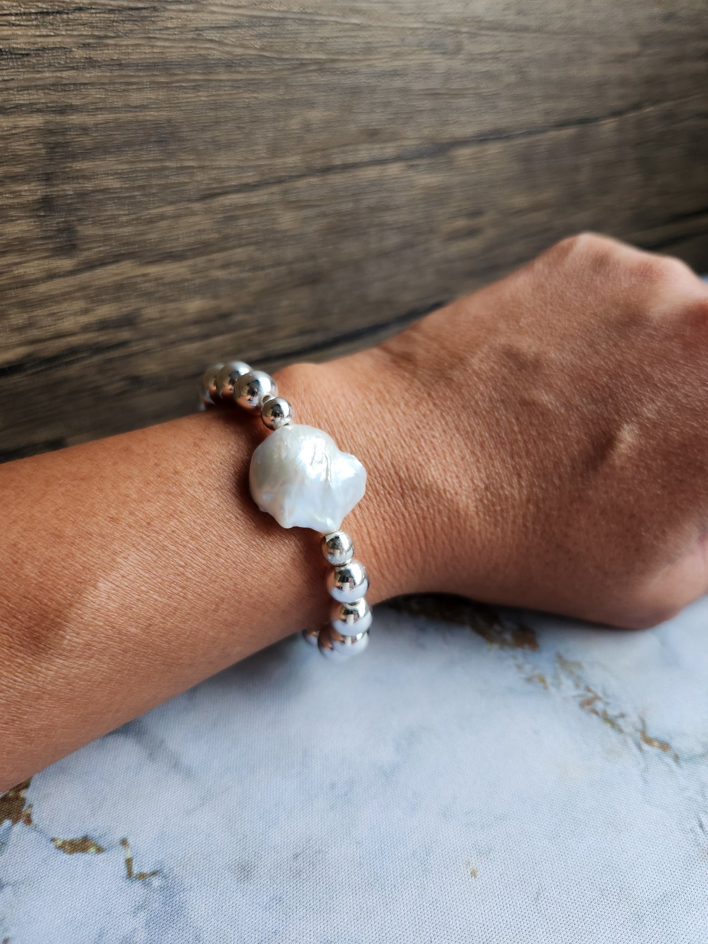 Strength Bracelet- Single Baroque Pearl