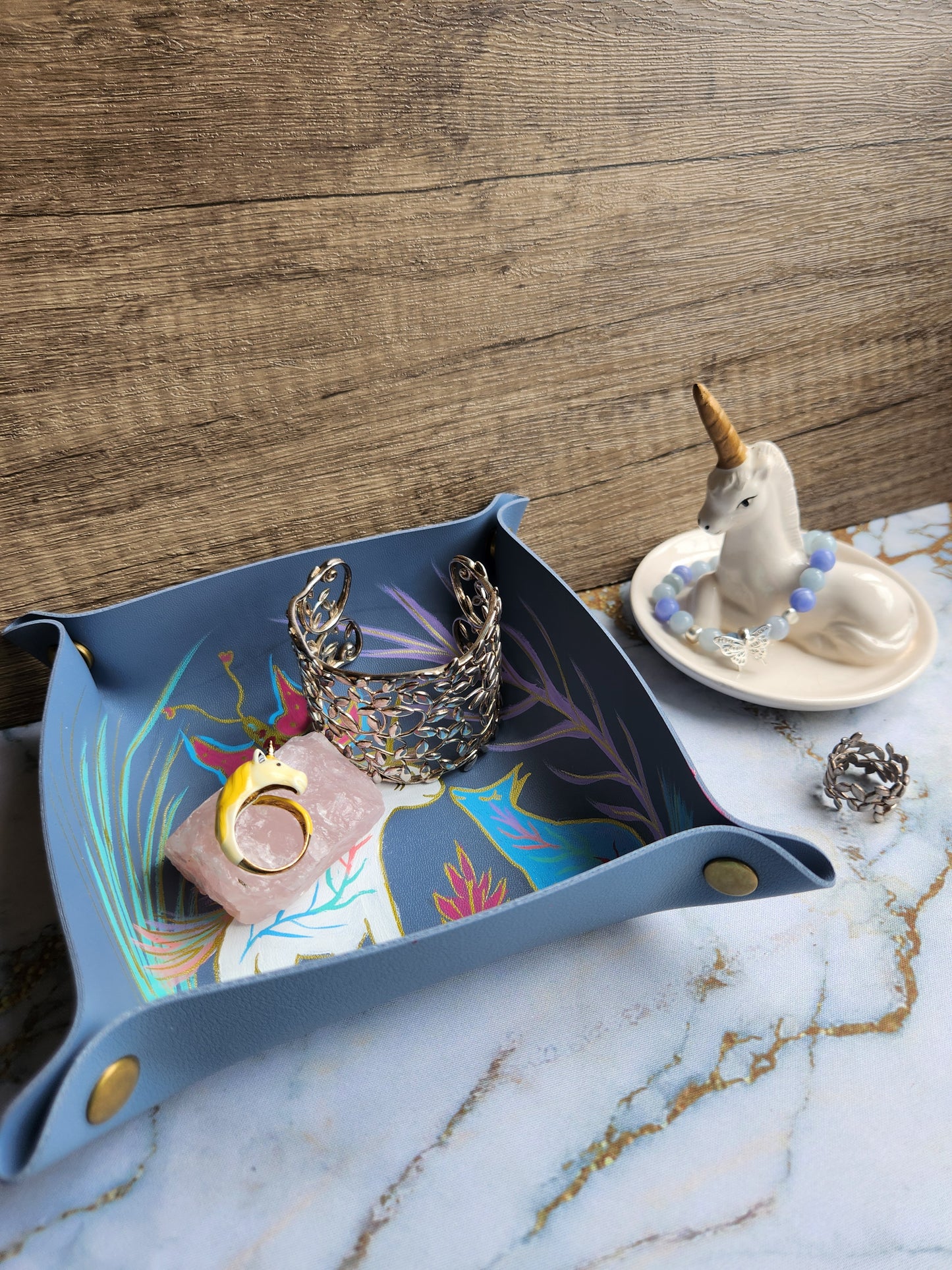 Blue Unicorn and Dog Patronus Trinket Tray