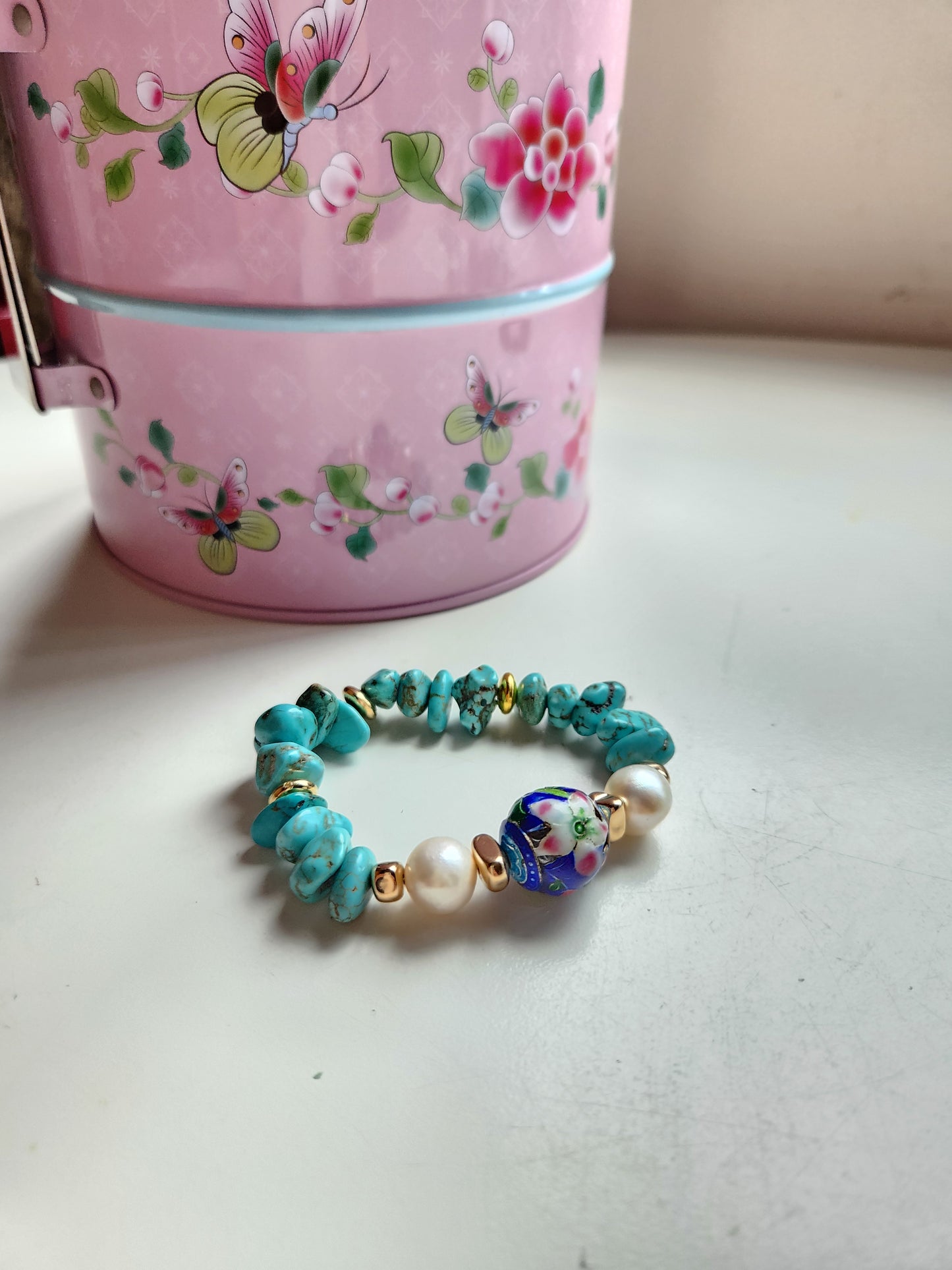 Anak Pearl and Turquoise Peranakan Bracelet