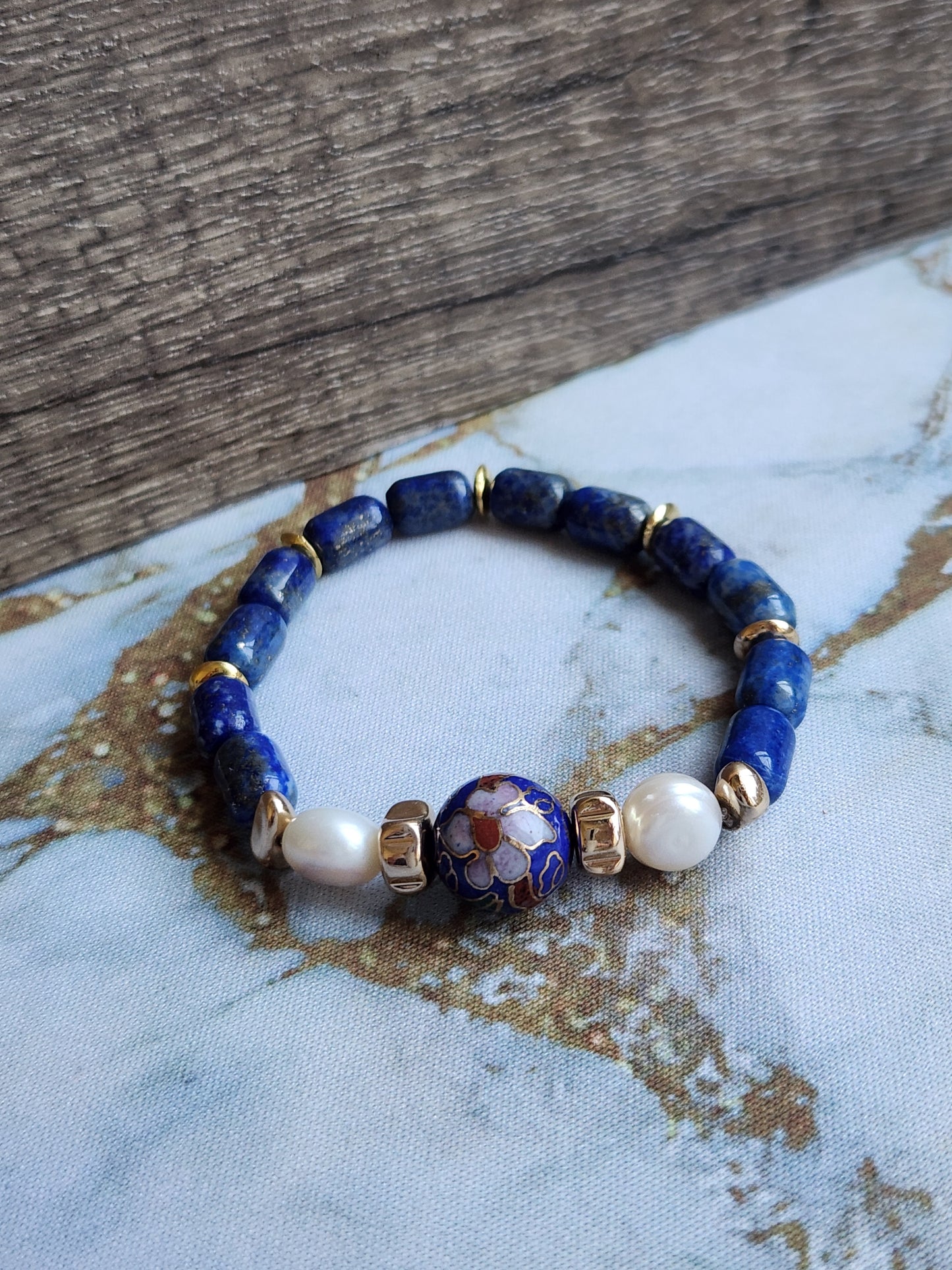 Anak Pearl and Lapis Lazuli Peranakan Bracelet