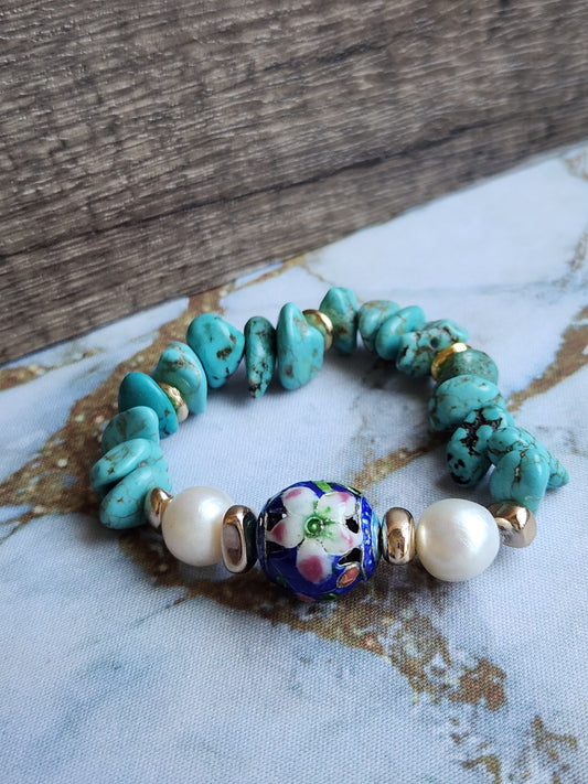 Anak Pearl and Turquoise Peranakan Bracelet