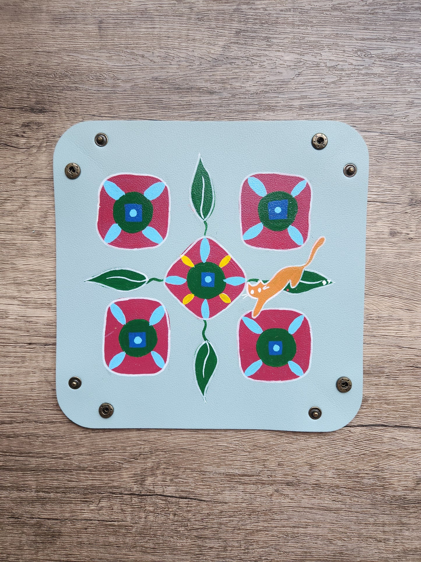 Anak Peranakan Tile Orange Cat Trinket Tray