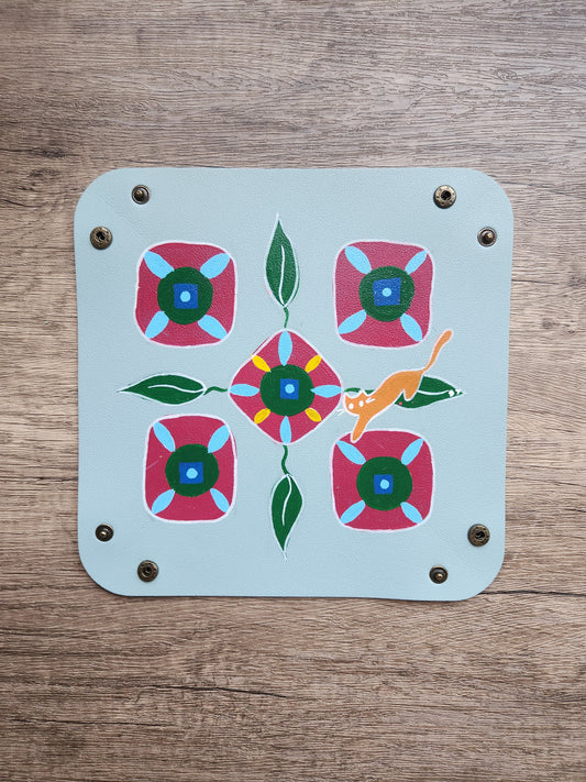 Anak Peranakan Tile Orange Cat Trinket Tray