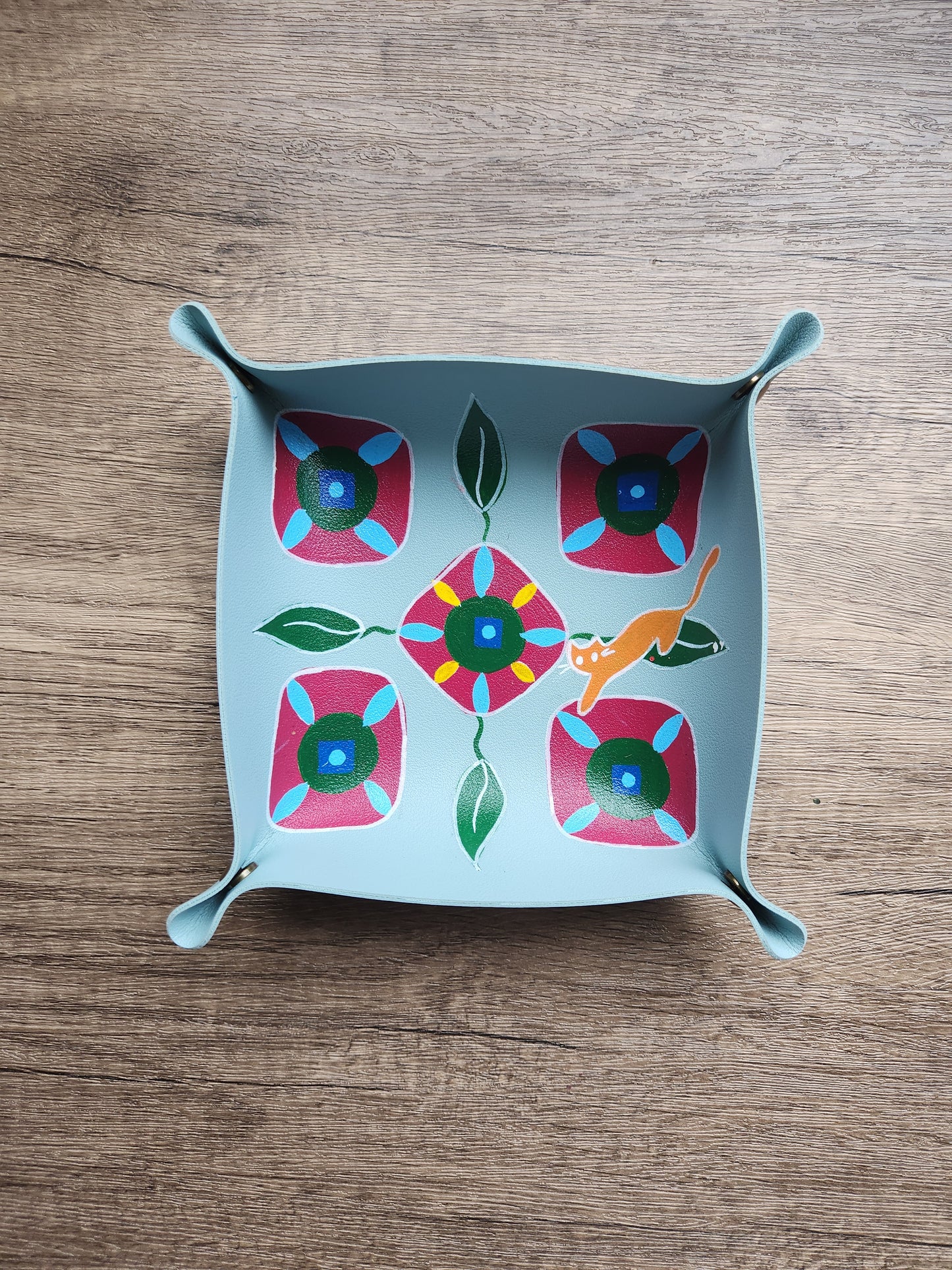 Anak Peranakan Tile Orange Cat Trinket Tray