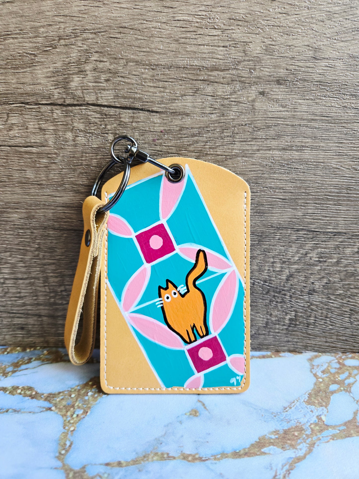 Anak Cat Peranakan Tile Yellow Lanyard Card Holder