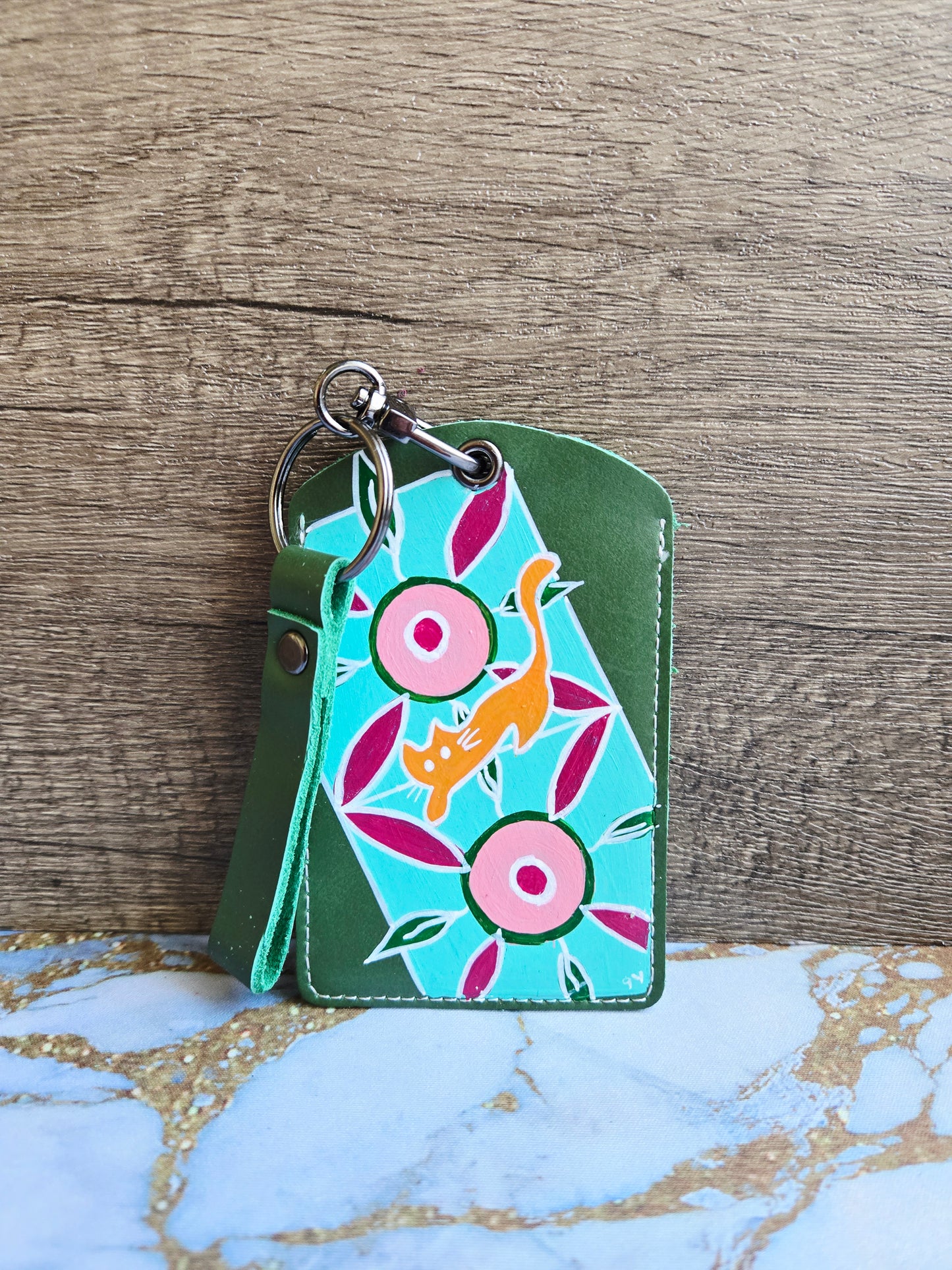 Anak Cat Peranakan Tile Green Lanyard Card Holder