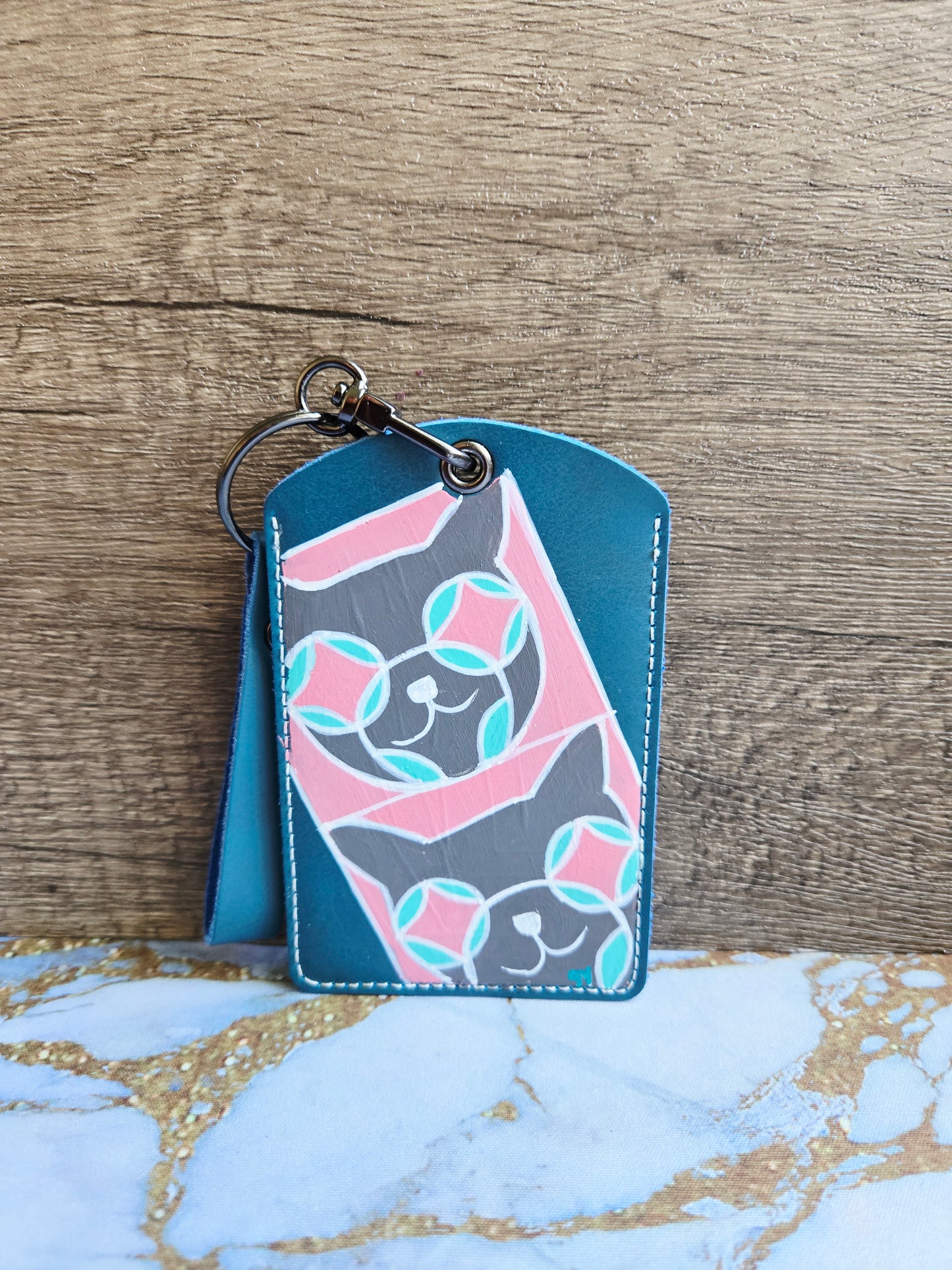 Anak Cat Peranakan Tile Blue Lanyard Card Holder