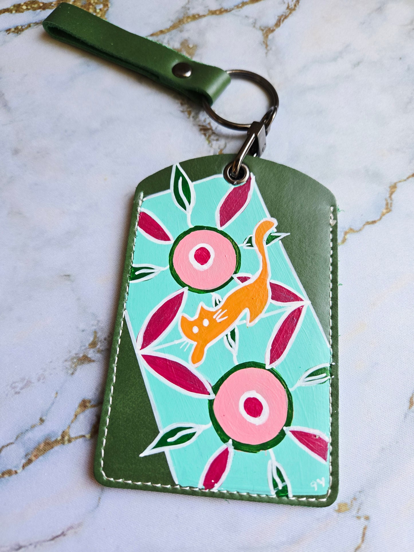 Anak Cat Peranakan Tile Green Lanyard Card Holder