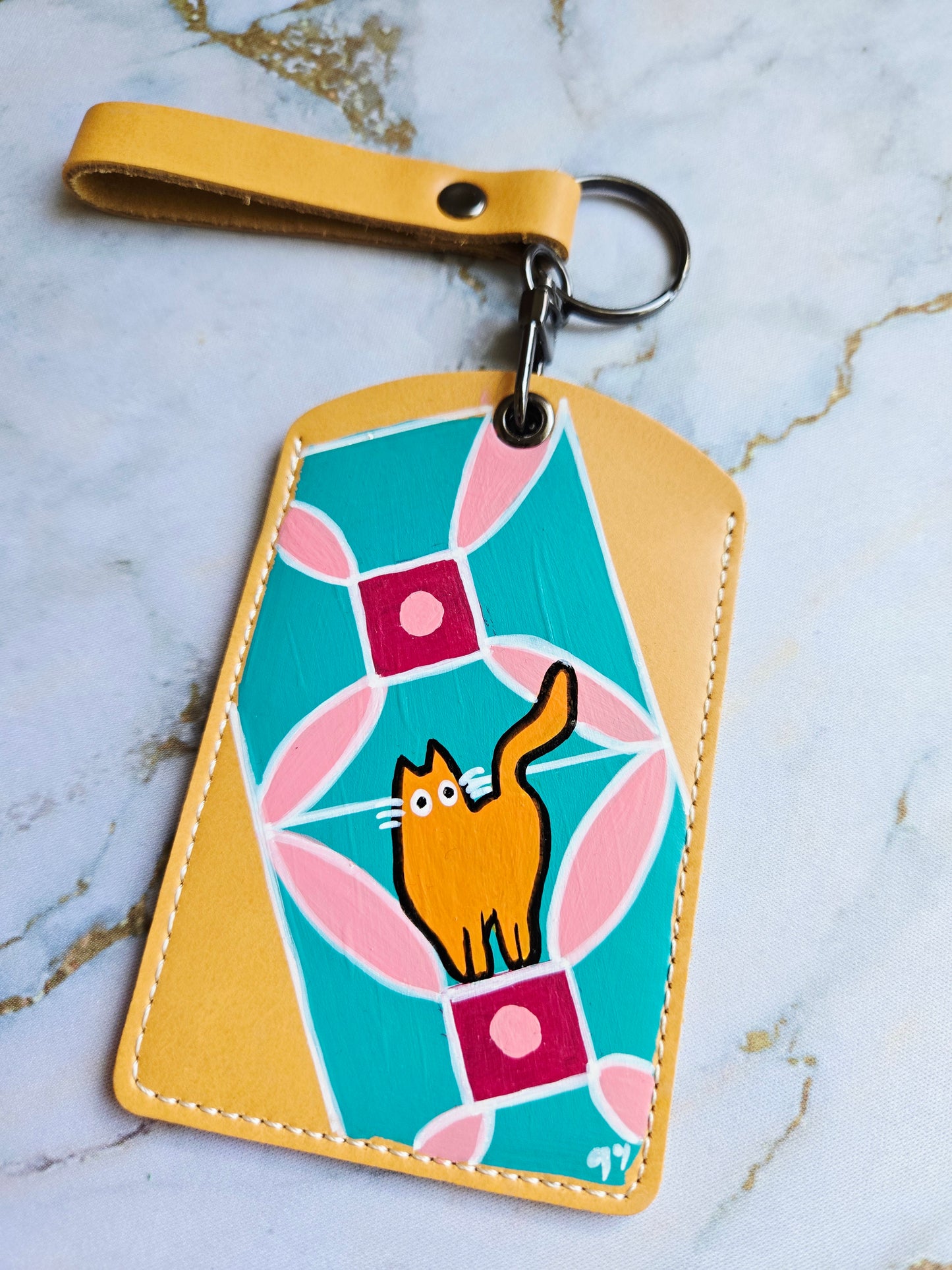 Anak Cat Peranakan Tile Yellow Lanyard Card Holder