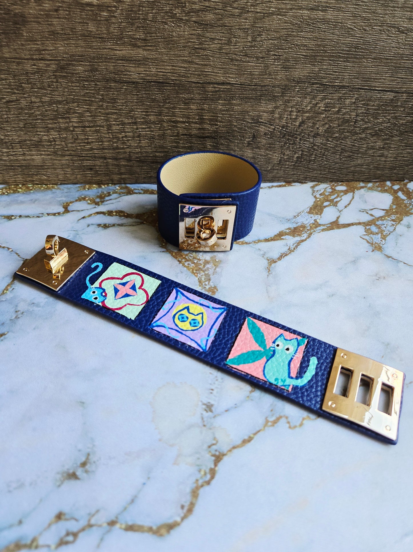 Anak Peranakan Cat Tile Navy Blue Bracelet