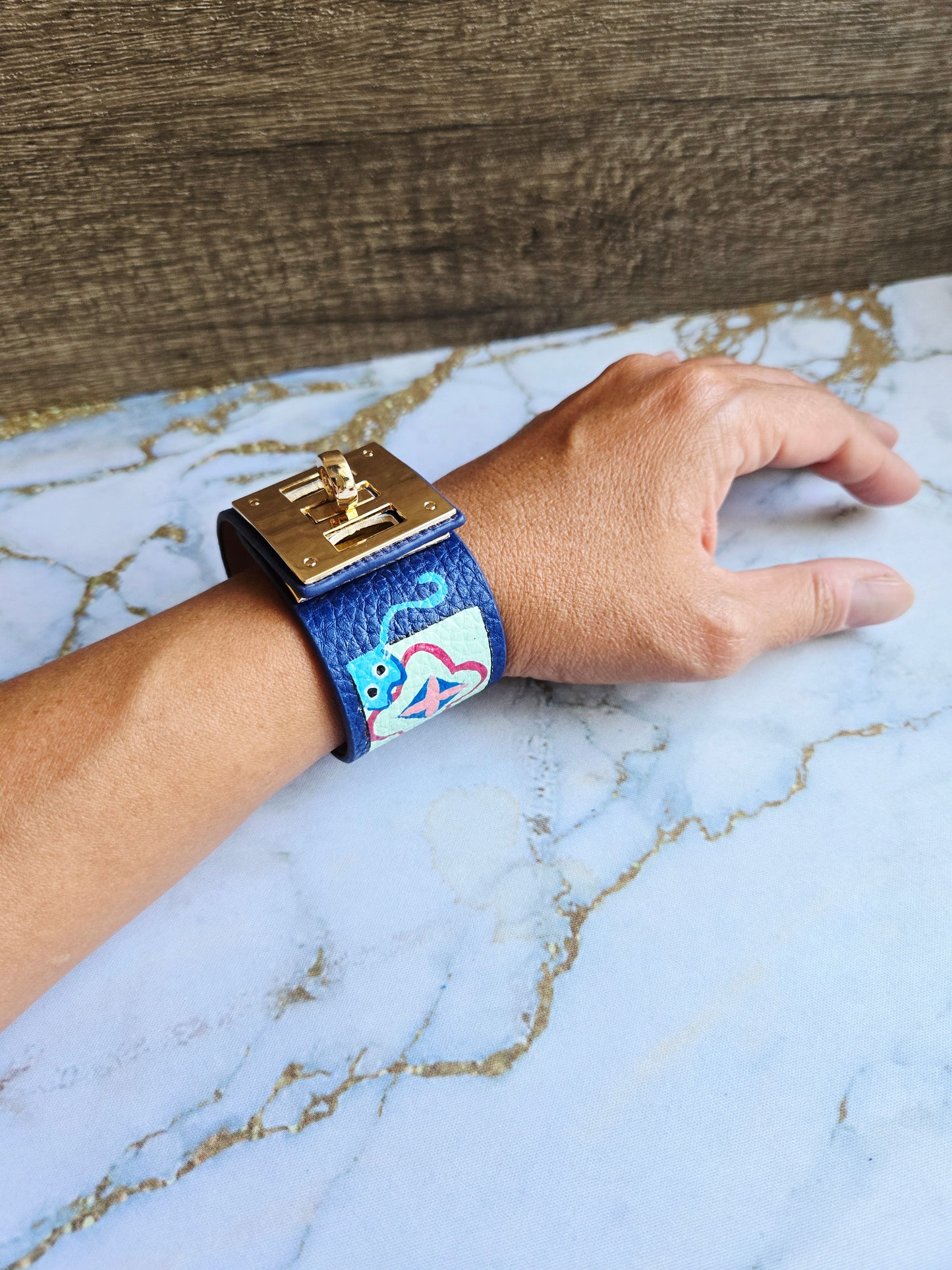 Anak Peranakan Cat Tile Navy Blue Bracelet