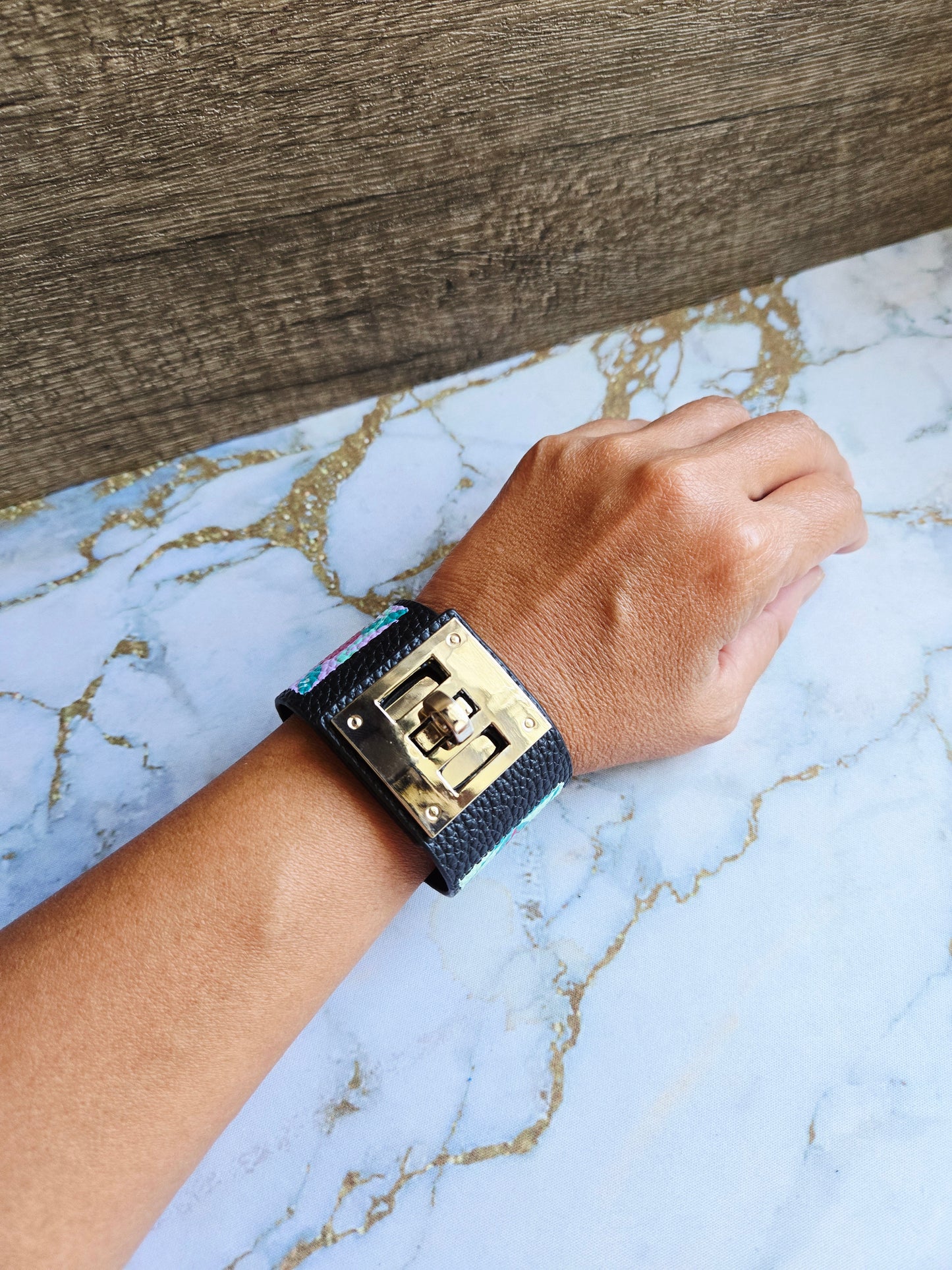 Anak Peranakan Cat Tile Black Bracelet