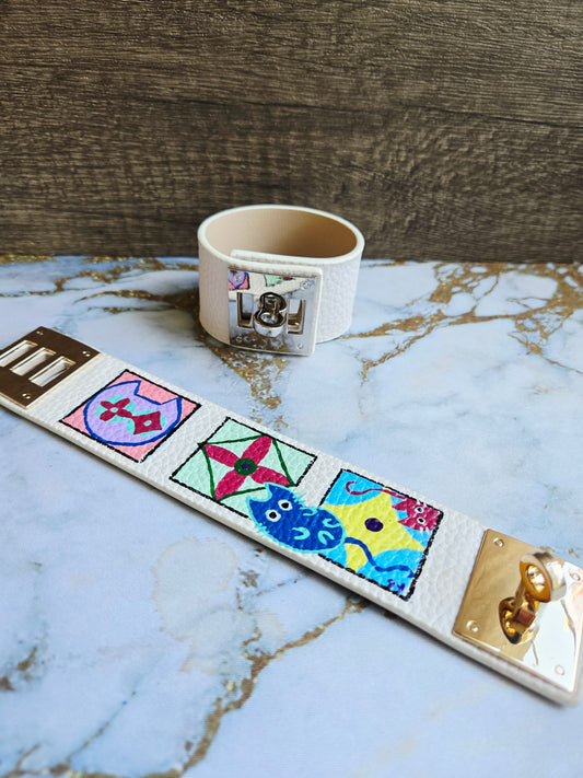 Anak Peranakan Cat Tile White Bracelet