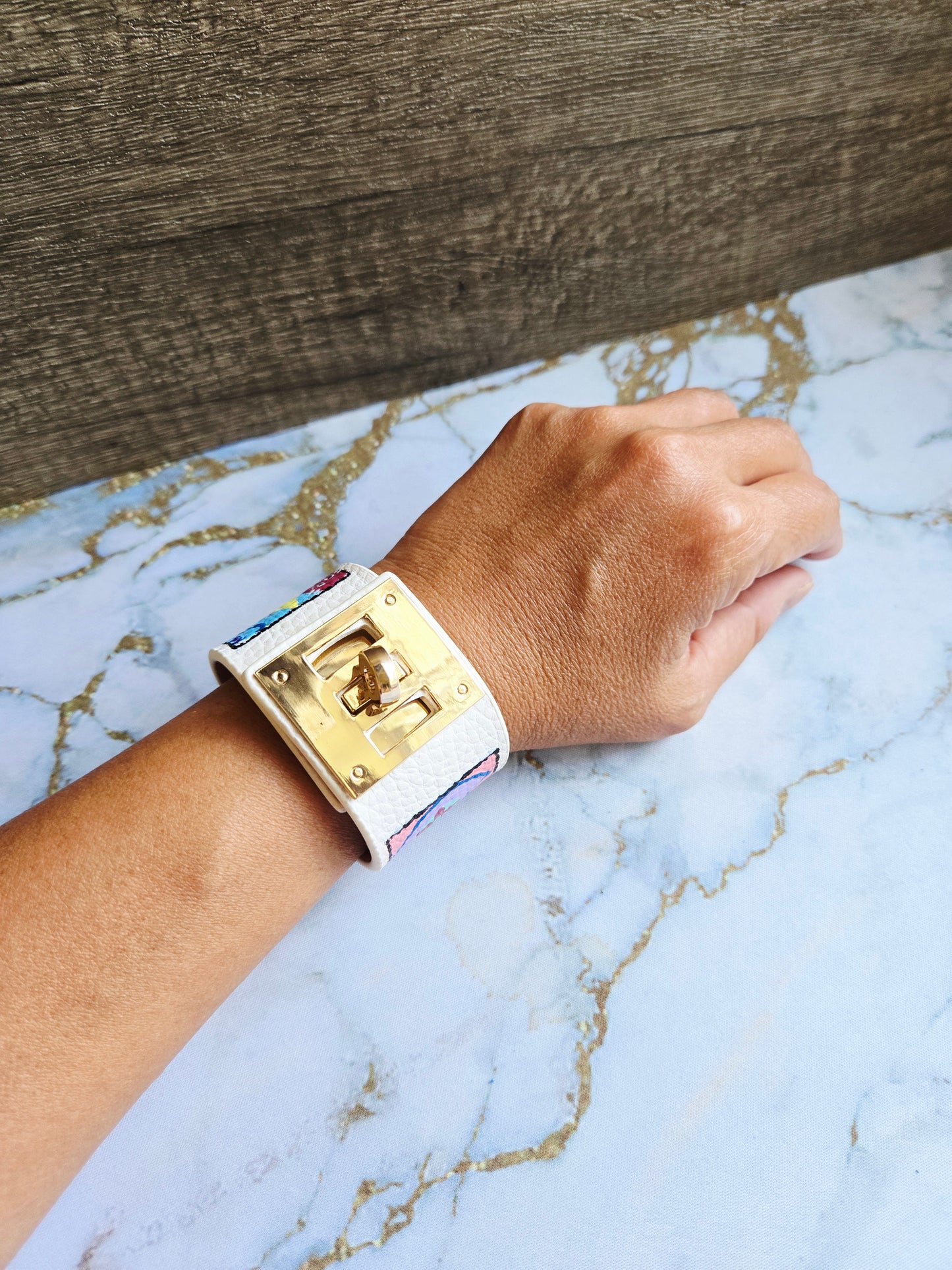 Anak Peranakan Cat Tile White Bracelet