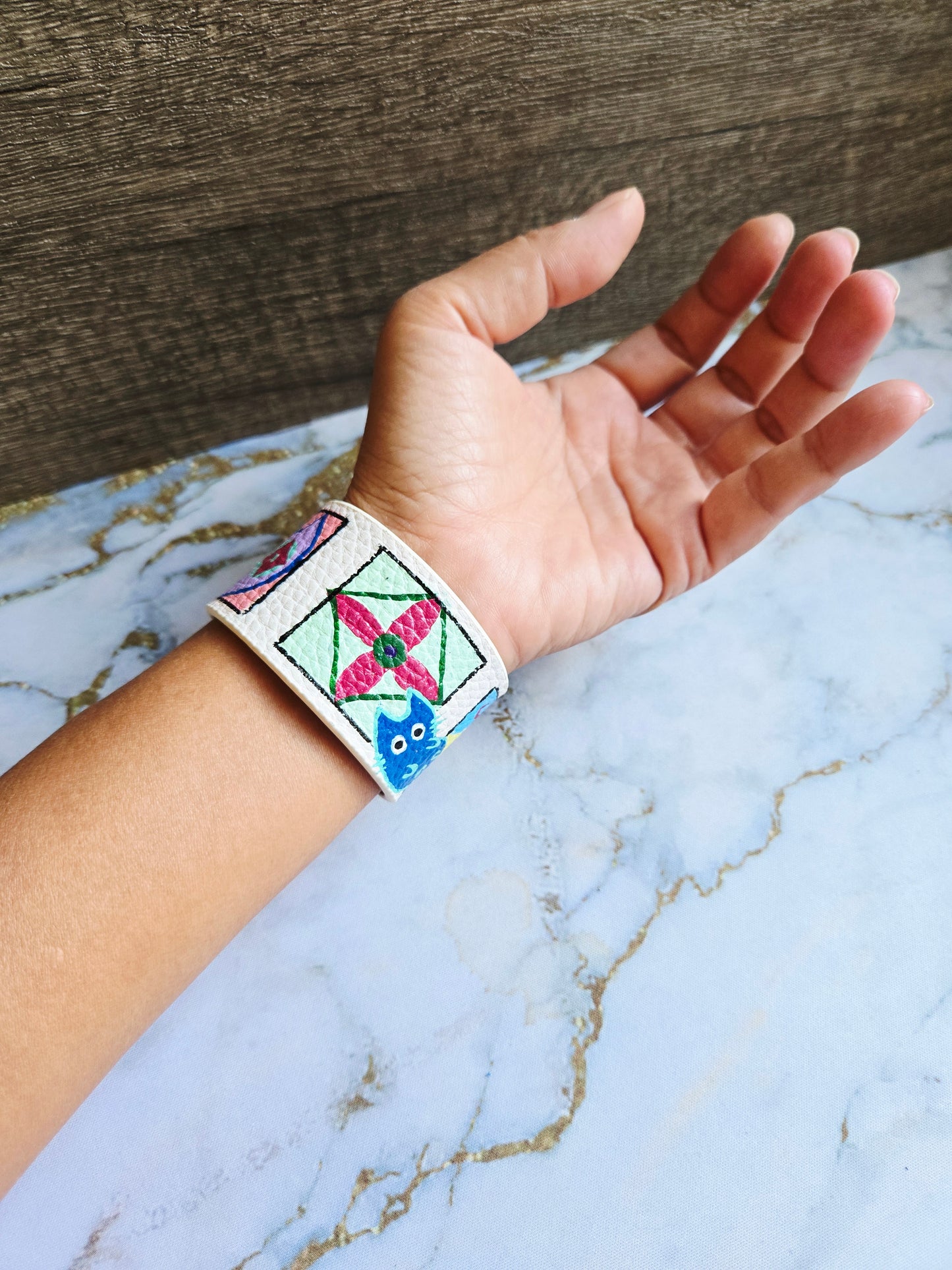 Anak Peranakan Cat Tile White Bracelet