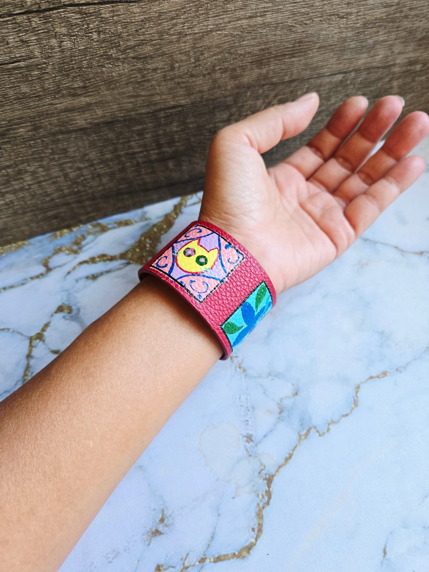 Anak Peranakan Cat Tile Red Bracelet