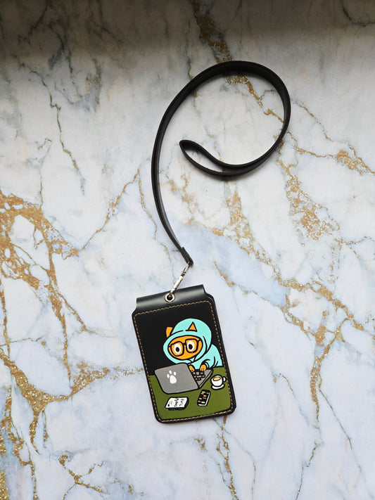 Hacker Cat Lanyard Card Holder