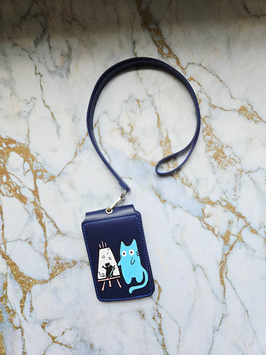 Artist Cat Lanyard Card Holder