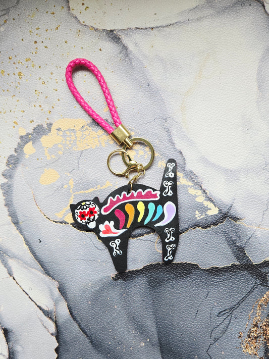 Sugar Skull Cat Bag Charm