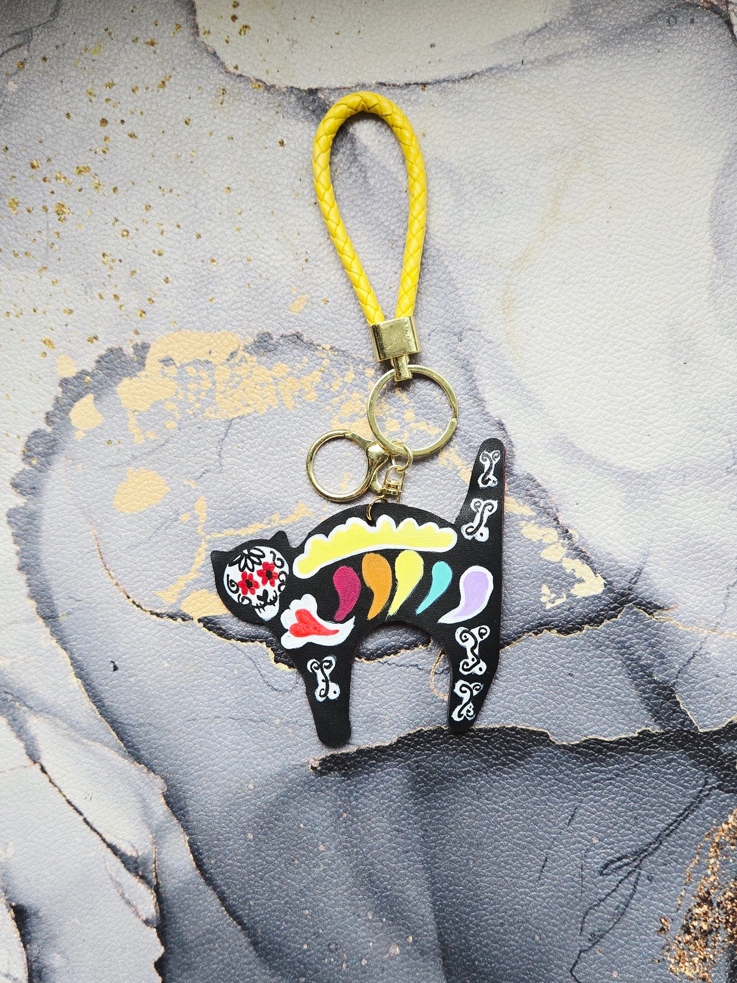 Sugar Skull Cat Bag Charm