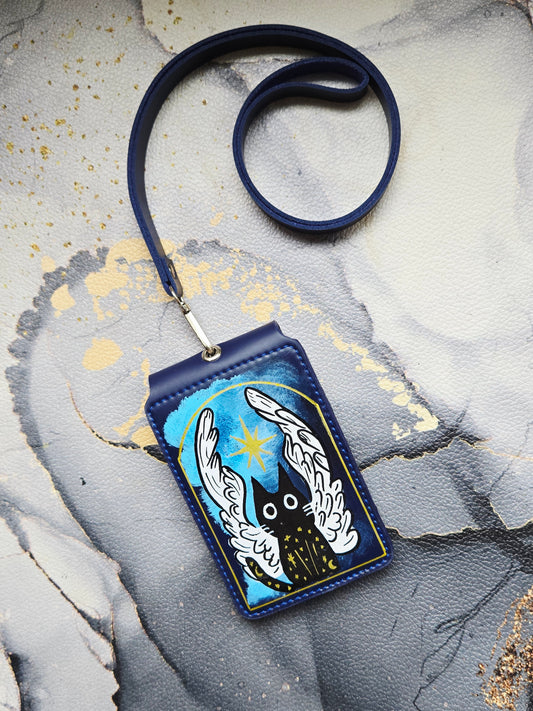Tarot Cat Blue Lanyard Card Holder