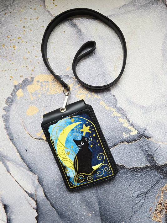 Tarot Cat black Lanyard Card Holder