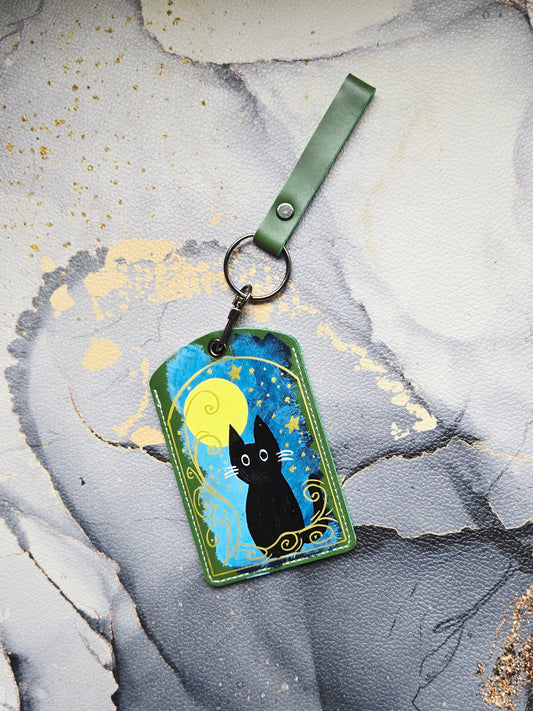 Tarot Cat Green Lanyard Card Holder
