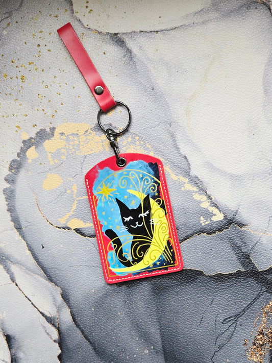 Tarot Cat Red Lanyard Card Holder