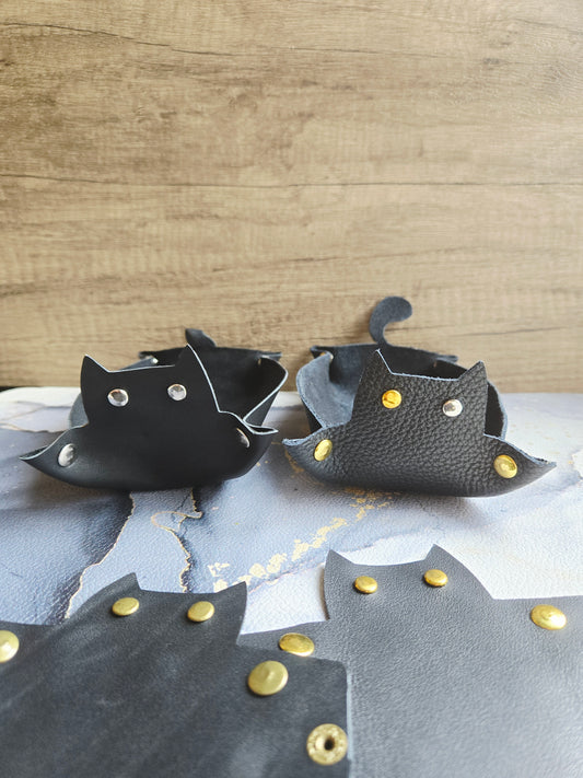 Leather Black Cat Collapsible Trays