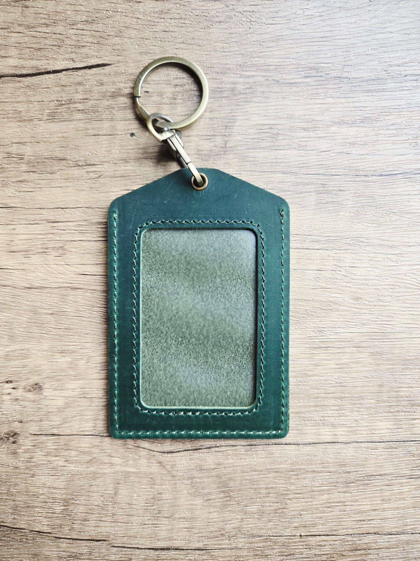 Into the Woods Rabbit Green Leather Lanyard Card Holder