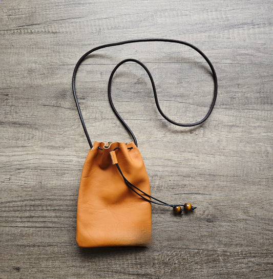 Handmade medieval drawstring bag