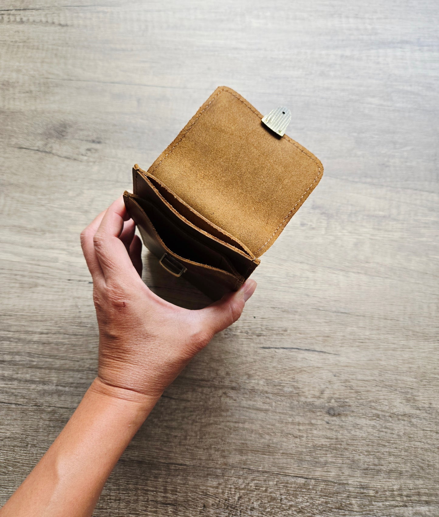 Handmade medieval waist belt flat pouch