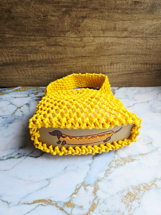 The Knotty Secret Society - Yellow Macramé Hotdog Bun