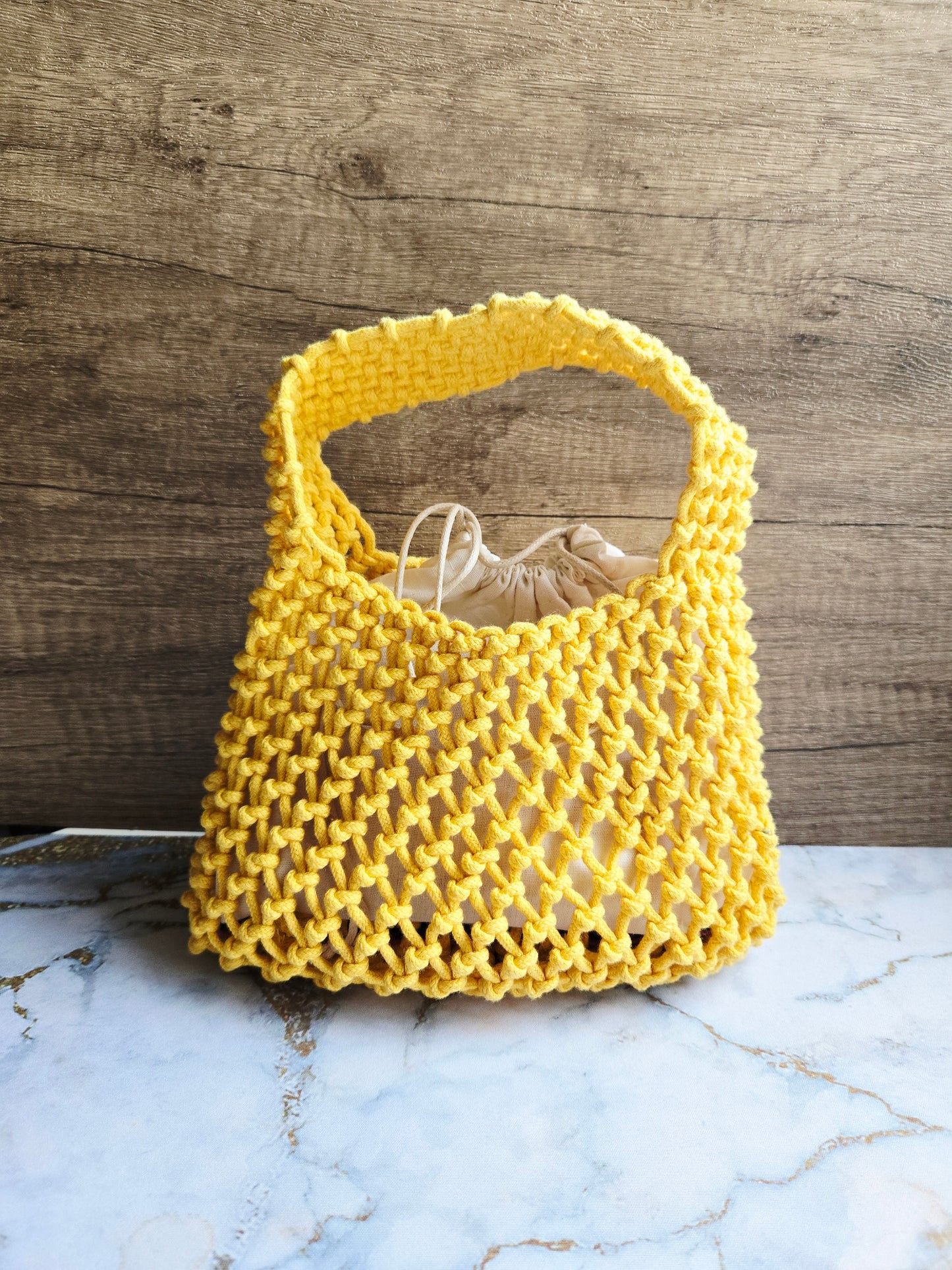 The Knotty Secret Society - Yellow Macramé Hotdog Bun