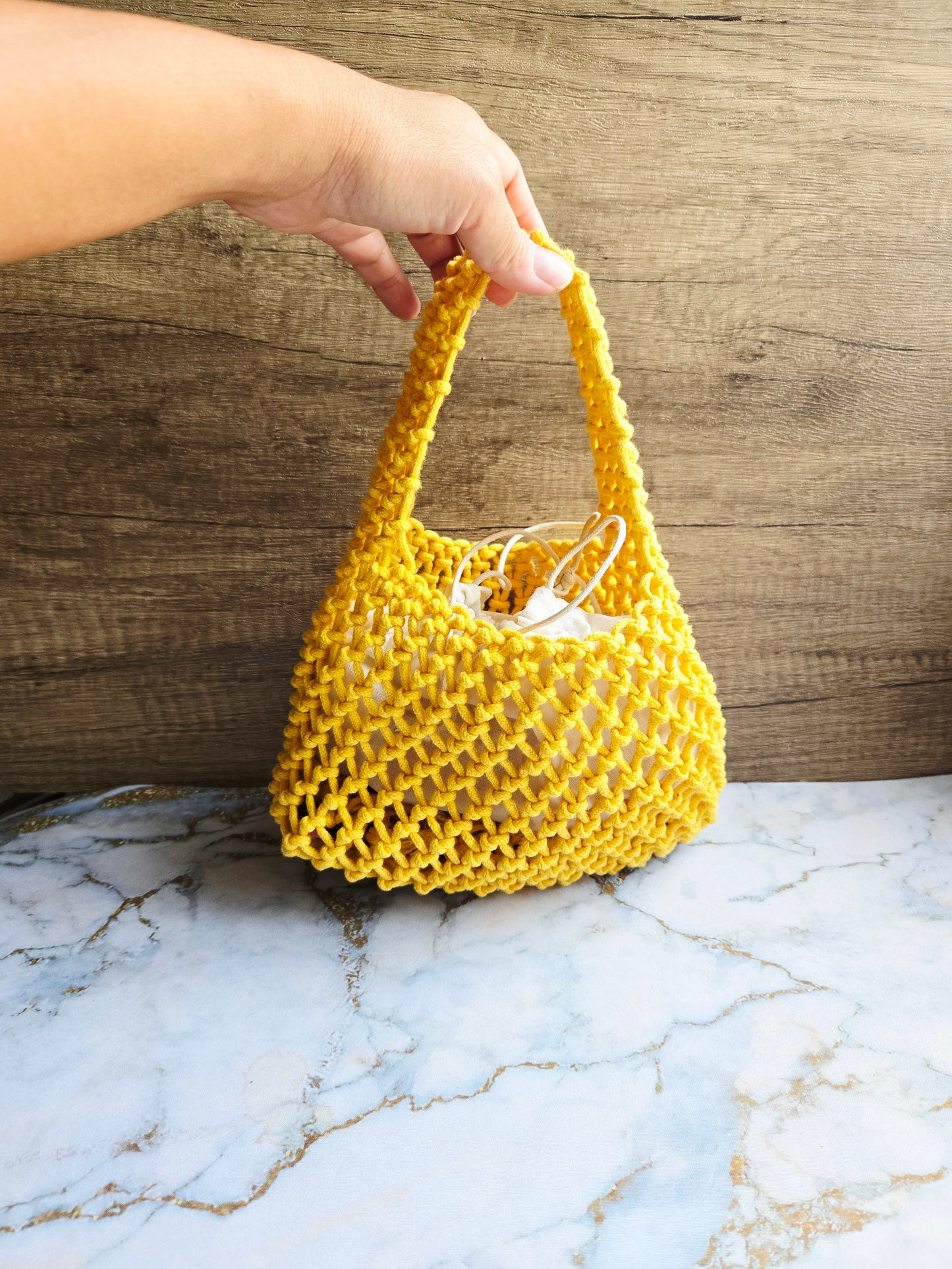 The Knotty Secret Society - Yellow Macramé Hotdog Bun