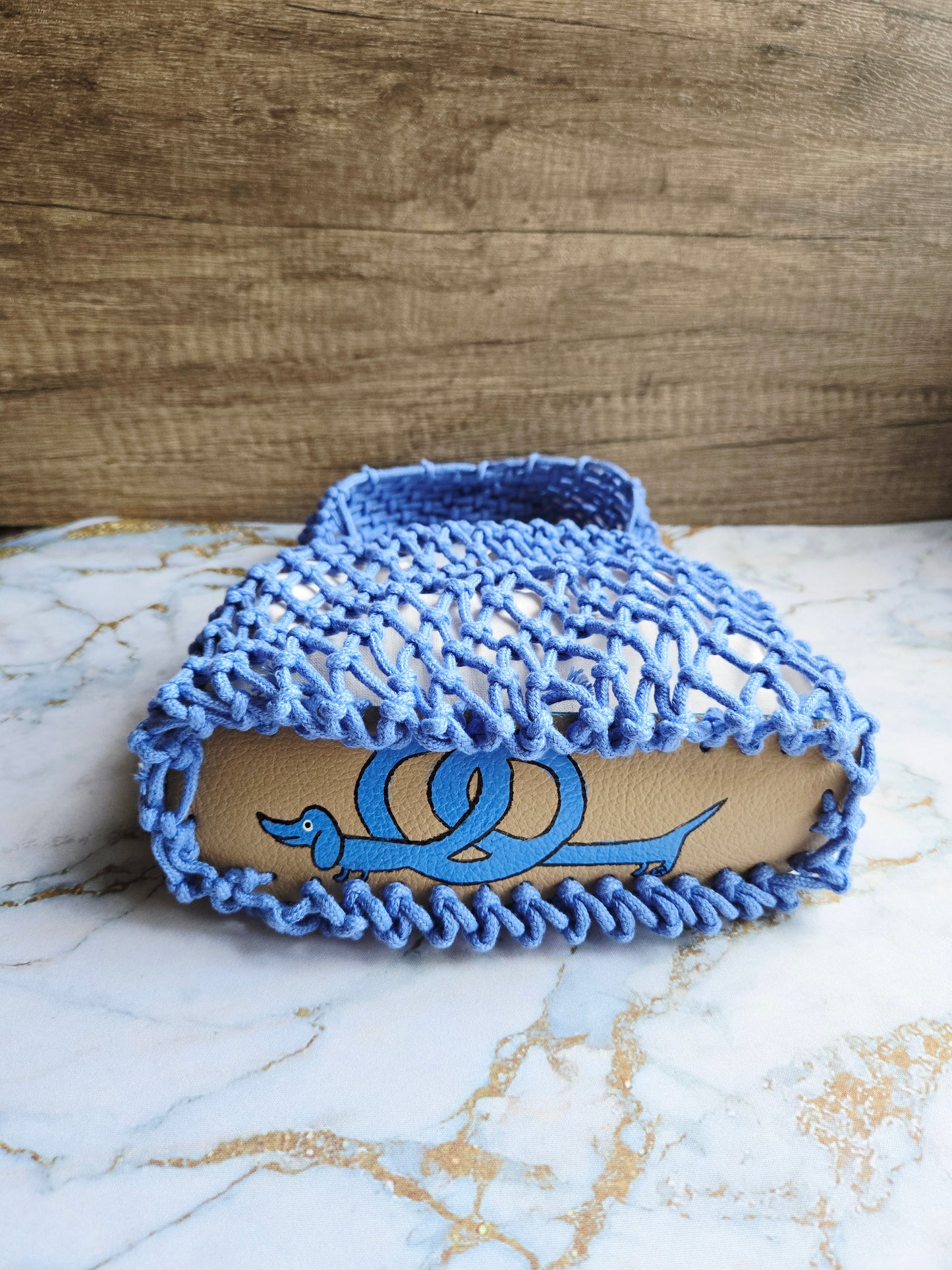 The Knotty Secret Society - Blue Macramé Pretzel