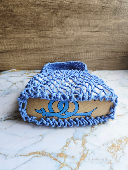 The Knotty Secret Society - Blue Macramé Pretzel