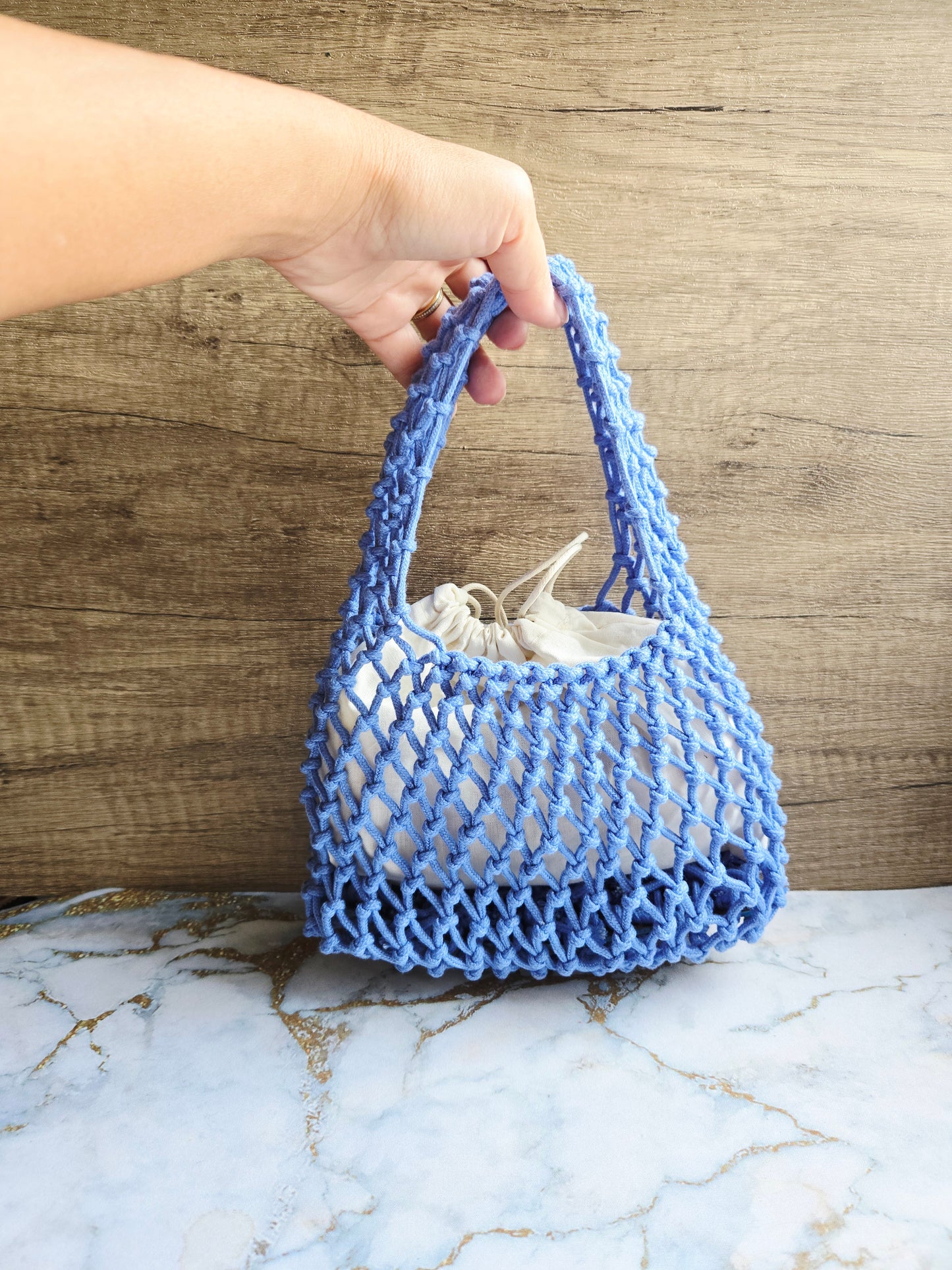 The Knotty Secret Society - Blue Macramé Pretzel