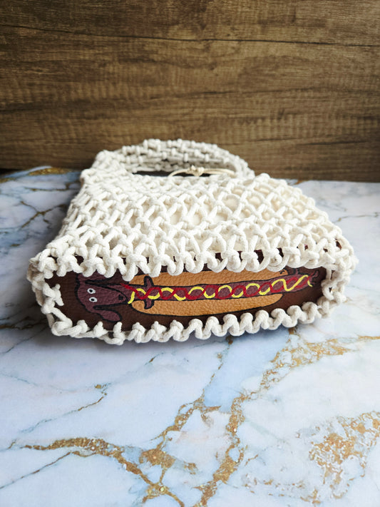 The Knotty Secret Society - White Macramé Hotdog Bun