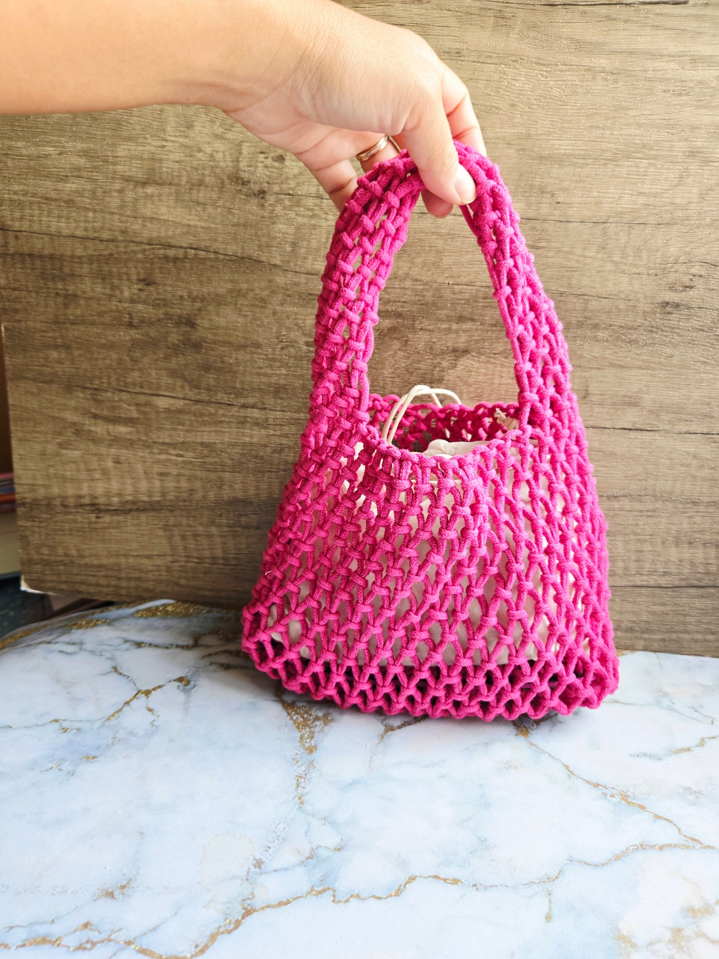 The Knotty Secret Society - Pink Macramé Bun Chase Dog