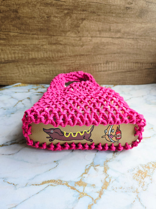 The Knotty Secret Society - Pink Macramé Bun Chase Dog